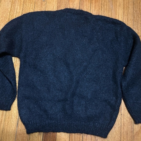 Vintage 80's Autograph American Clothing Black Green Floral Knit Sweater - Picture 6 of 6